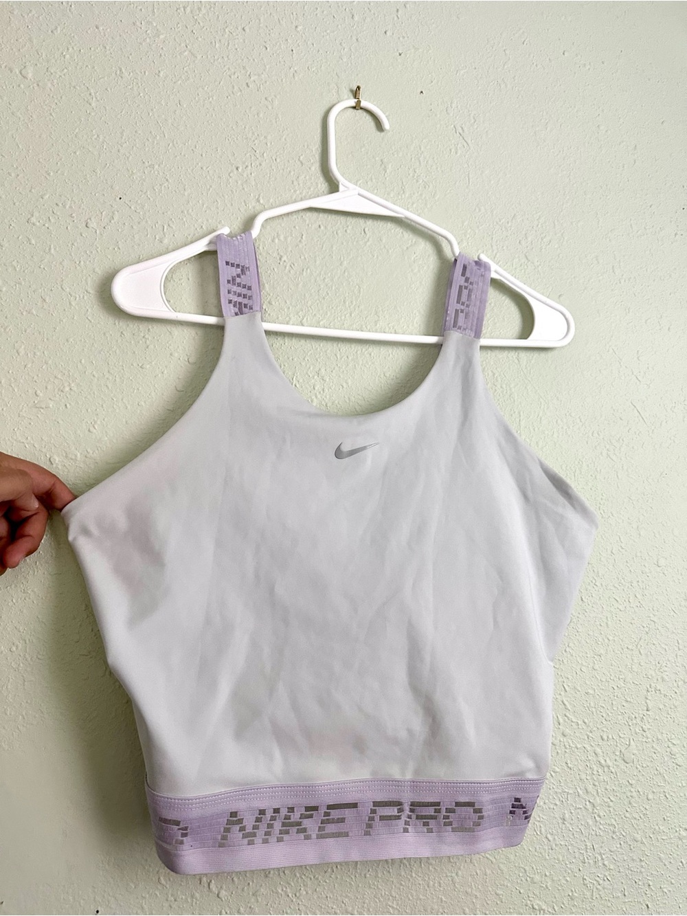 Nike White Tank Top with Lavender Straps and Hem